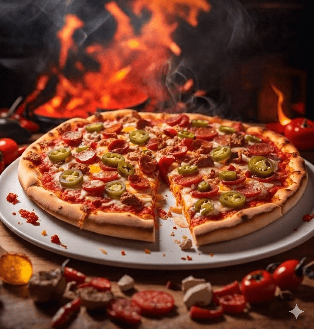 بيتزا حمراء بنكهة الفلفل الاحمر والهلالينو